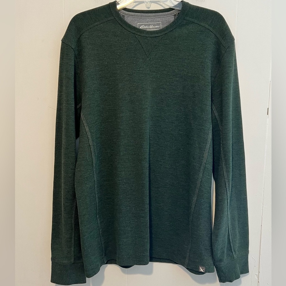 Eddie Bauer Thermal Long Sleeve Green Pullover 072626